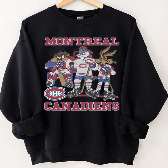 Sweaters - Montreal Canadiens LOONEY TUNES NHL Taz bugs wile sweatshirt shirt retro